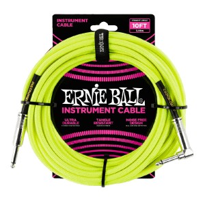 Ernie Ball 3m / 10ft Braided Instrument Cable - Neon Yellow 